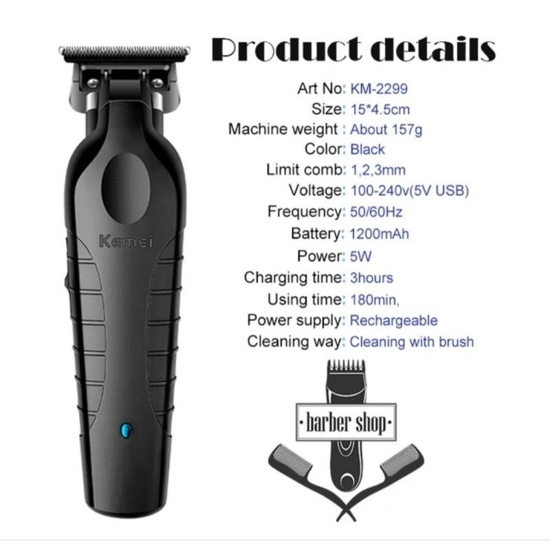 Máquina de Acabamento KEMEI KM 2299 Profissional LiftBarber