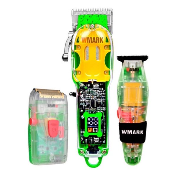 Kit 3 Maquina De Cabelo Wmark Ng308 Ng987 Ng202 Combo Verde