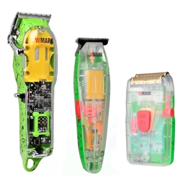 Kit 3 Maquina De Cabelo Wmark Ng308 Ng987 Ng202 Combo Verde